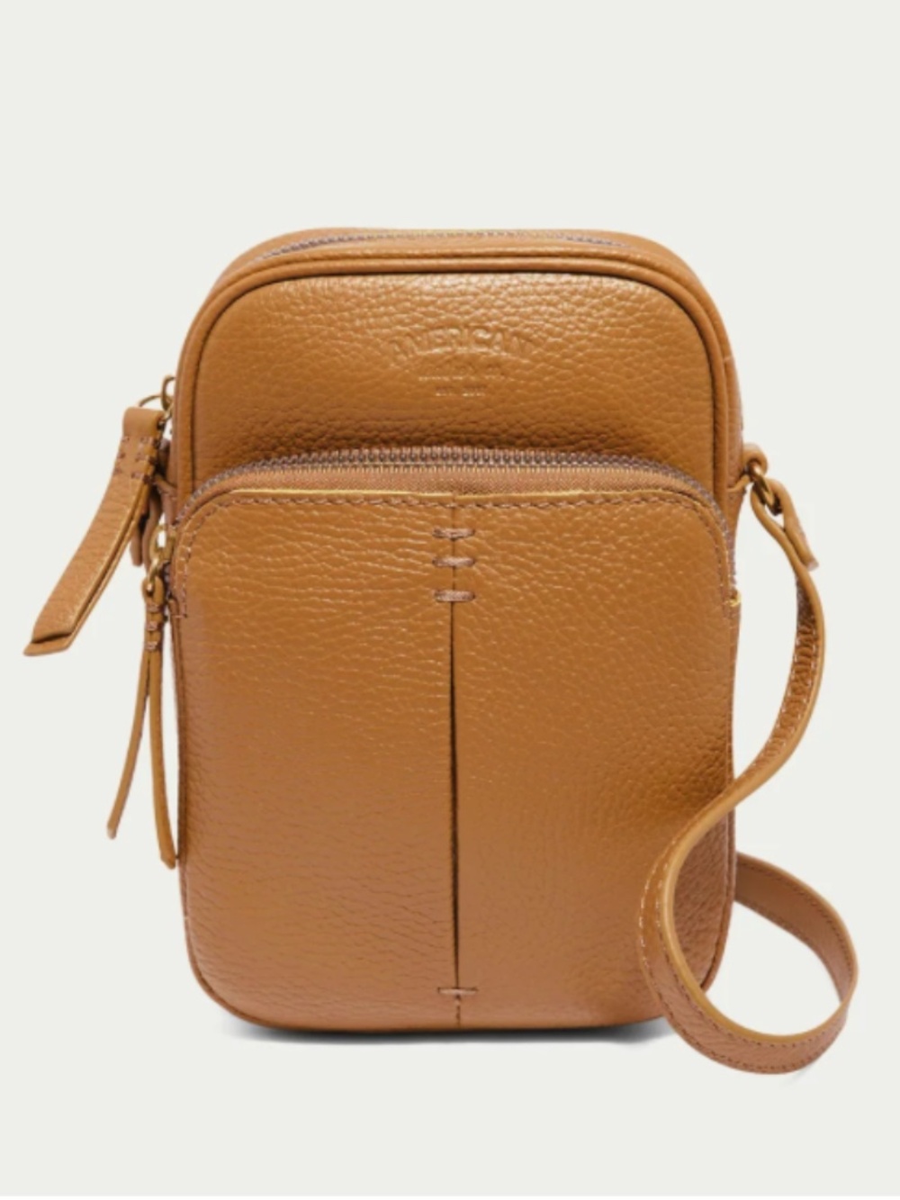 NWT American Leather Co. Cleveland Leather Crossbody Bag in Cafe Latte Tan